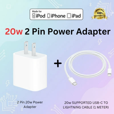 Pack of 2 : 20w 2 Pin Original Adapter with 20w Supported Cable