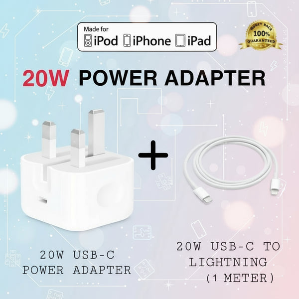 Pack of 2 :20w Original Adapter with 20w Lightning Cable